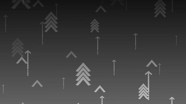 Monochrome pattern of upward-pointing arrow chevrons background animation