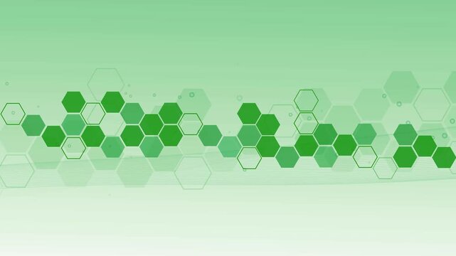 Hexagon tech background animated, Abstract background with horizontal band of dark hexagons and outlined hex shapes animation