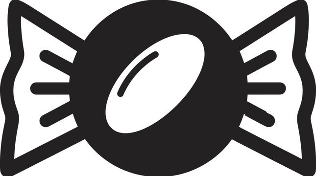 Black and white wrapped candy icon vector illustration
