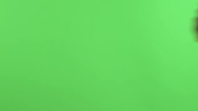Punching fist isolated on green screen background 