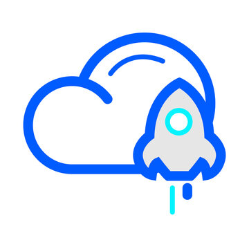 Cloud computing launch icon for technology and digital infrastructure concepts