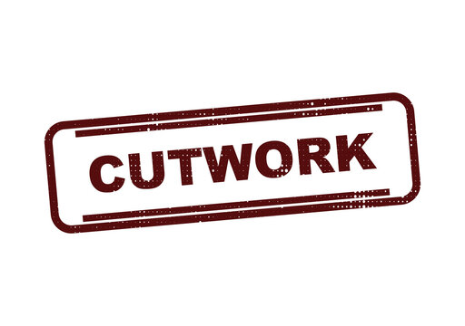 Red vintage cutwork stamp with bold text Vector, illustration