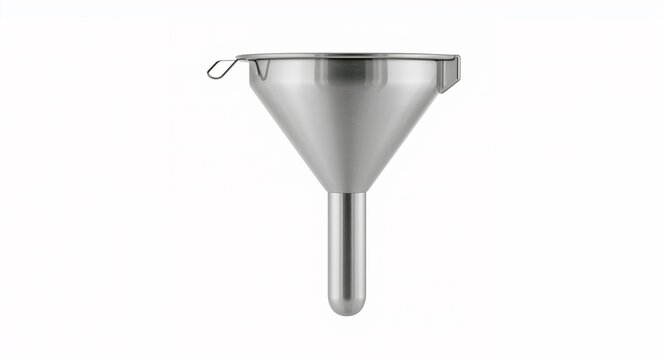 Kitchen funnel isolated on a white background showcasing smooth spout wide mouth � Food Photography for Restaurant, Culinary and Dining Concept