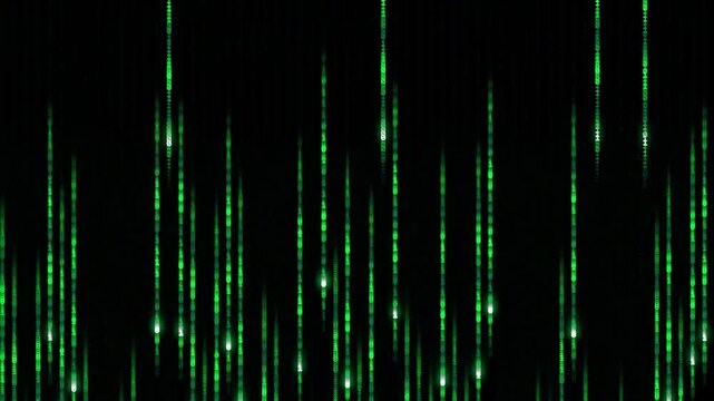 Matrix style digital background with falling green binary code numbers and a highlighted white data wave pattern