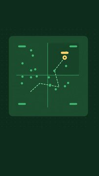Vertical 9:16 animated quadrant chart animation point in green and teal on a dark background. Seamless looping 4K data visualization in portrait format for reels, shorts, stories and mobile presentati