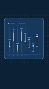 Vertical 9:16 animated dot plot comparison row in blue and cyan on a dark background. Seamless looping 4K data visualization in portrait format for reels, shorts, stories and mobile presentations, wit