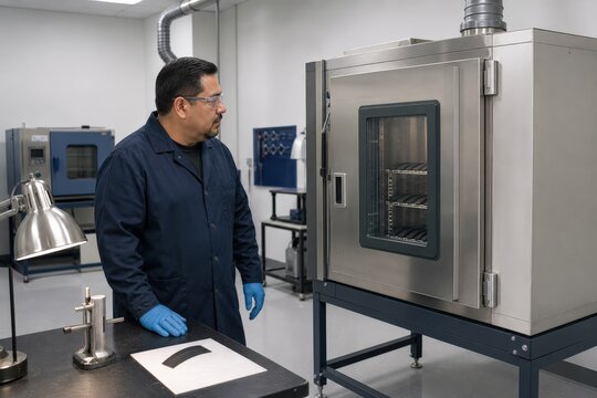 Rubber ozone testing - a tire materials lab during safe exposure work