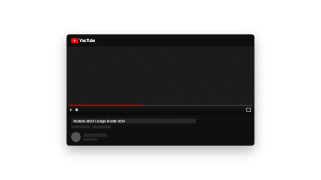 Minimalist YouTube Video Player Interface in Dark Mode with Branding Logo Placeholder Animation