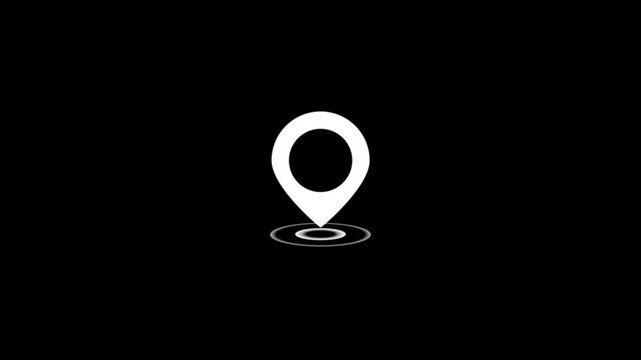 Animated Map Location Pin Pointer Icon Loop with Alpha Channel Transparent Background Motion Graphic Video Element for GPS Navigation Travel and Direction.