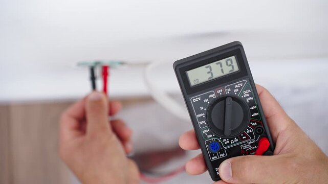 Testing electrical outlet with digital multimeter