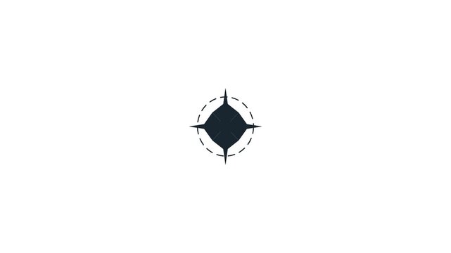 Minimalist Animated Diamond Box Icon in Dashed Circle on White Background for Web and UI Design