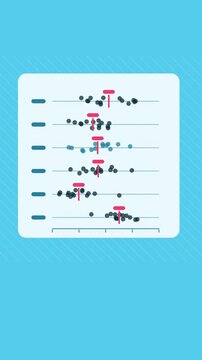 Vertical 9:16 animated strip plot animation category in cyan and teal on a light background. Seamless looping 4K data visualization in portrait format for reels, shorts, stories and mobile presentatio