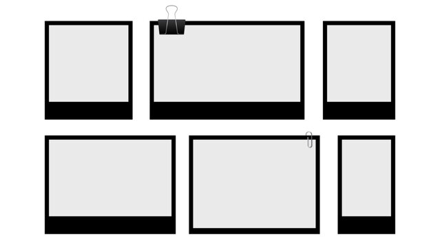 Blank Black Instant Photo Frame And Scrapbook Template Collection
