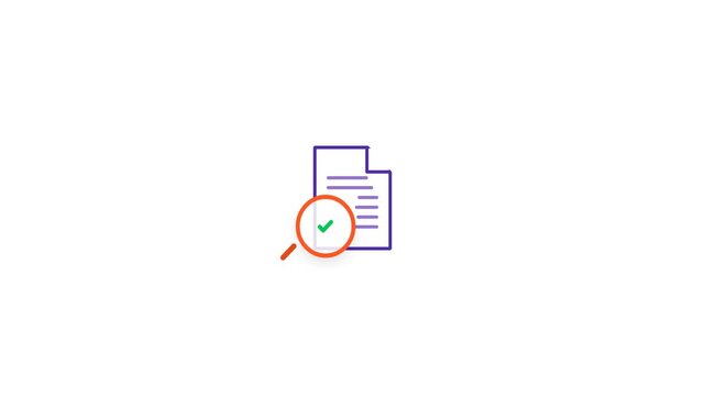 Minimal Purple Document Line Icon Animation on White Background for Web and Business Presentation