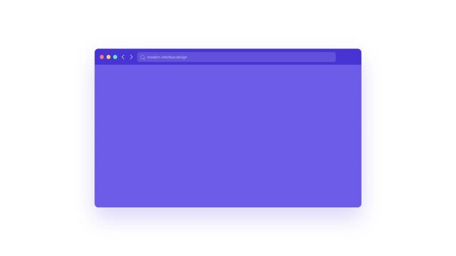 Minimalist Purple Web Browser Window Animation with URL Search Bar and UI Elements