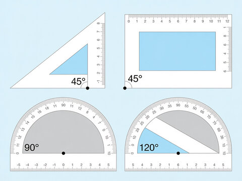 Acute, Right and Obtuse Angle Measurement Educational Geometry Diagram