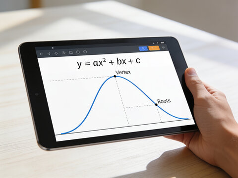 Quadratic Equation and Parabola Graph on Digital Tablet