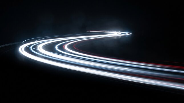Light Trails on Dark Road at Night