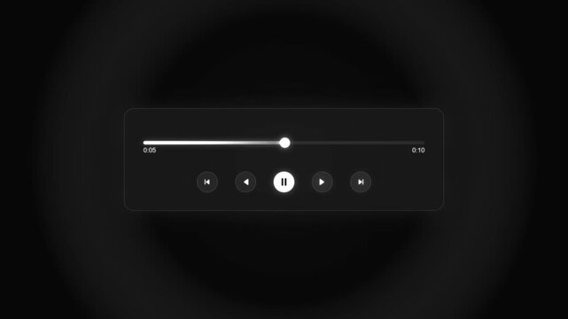 Media player template scroll bar button with audio reactor, Music timeline or video track player, simple digital media interface animation. Minimal video and audio player progress bar.