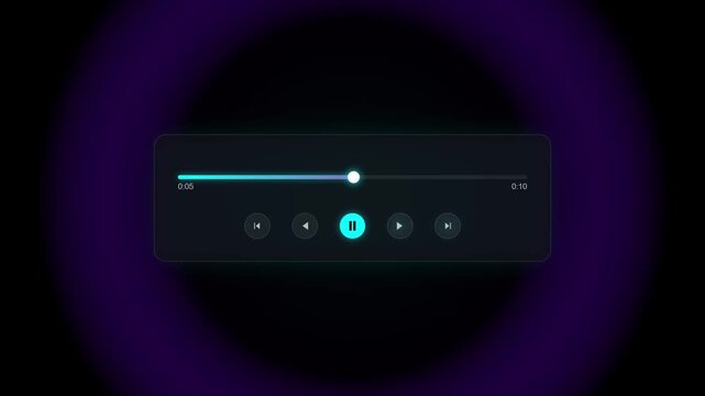Media player template scroll bar button with audio reactor, Music timeline or video track player, simple digital media interface animation. Minimal video and audio player progress bar.