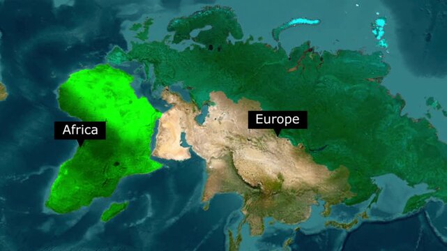 Digital map visualization highlighting africa and europe continents