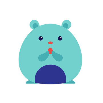 Cute cartoon hamster holding food isolated