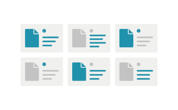Minimalist document icons with blue and grey paper sheets on white background