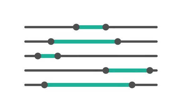 Modern slider controls with teal progress bars on thin grey lines