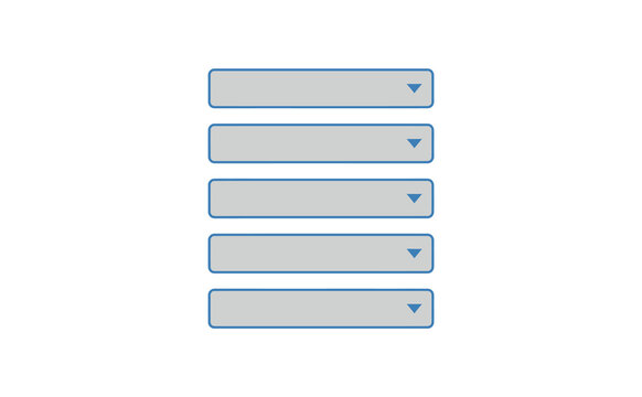 Clean gray dropdown menu bars with blue outlines and directional arrows