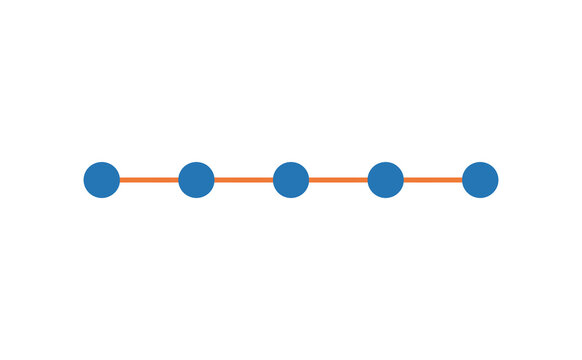 Horizontal linear process diagram with blue circular nodes and orange connecting line
