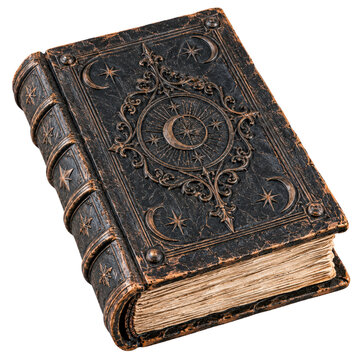 Ornate Vintage Spellbook Isolated on White Background