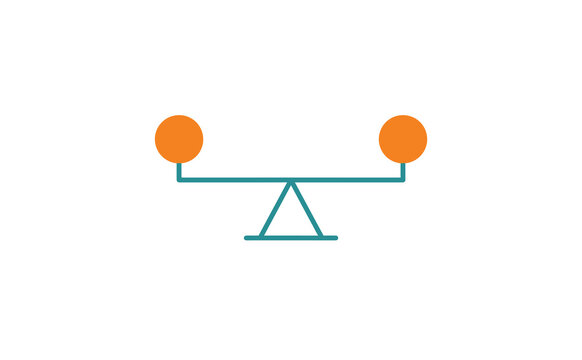 Balanced scale icon with orange spheres representing equality or comparison