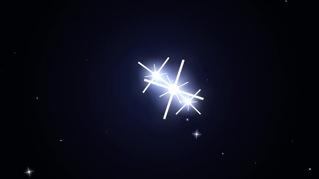 Glowing white stellar sparkle stars and constellation light bursts scattered over a dark starry cosmic night background for space projects.