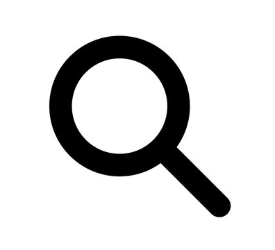 Magnifying glass icon. Search magnify. Black magnifying glass flat isolated on white background. Zoom sign. Lens outline icon. Pictogram magnifier. Loupe sign. Look magnify ing. Vector illustration