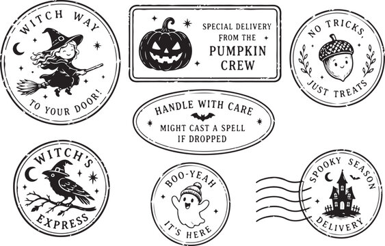 vector grunge rubber stamp set for Halloween