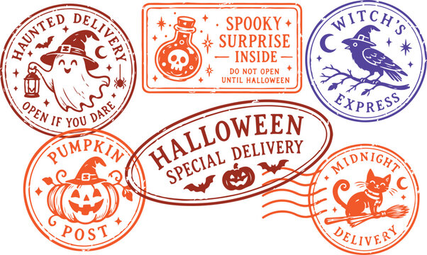 vector grunge rubber stamp set for Halloween