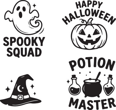 set of halloween pumpkin label. Spooky print for tshirt
