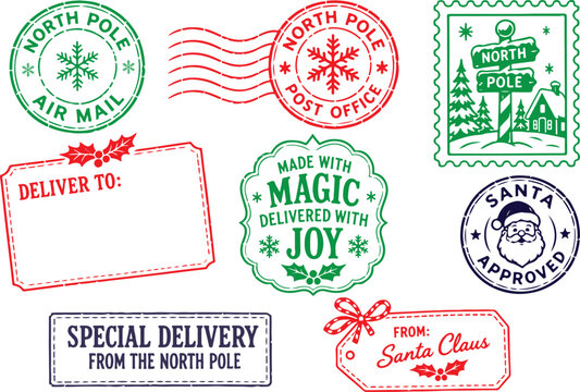 vector grunge rubber stamp set for Christmas