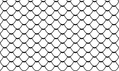 Fish scale seamless vector pattern, black mermaid scales line texture background, Japanese wave pattern dragon design © Asha