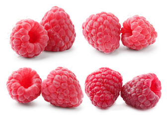 Fresh raspberries isolated on white, set. Summer berry © New Africa