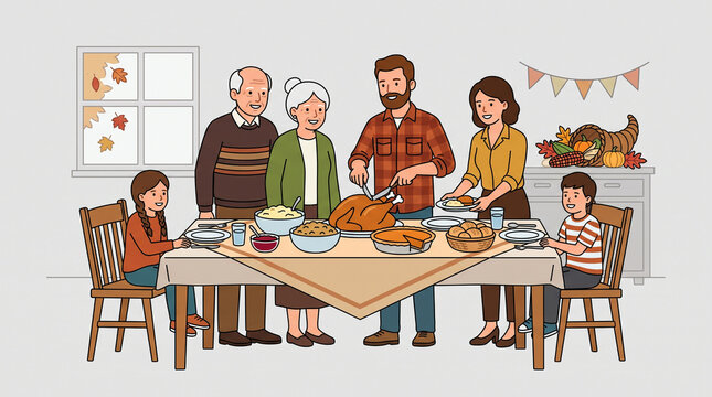Family table dinner digital photo graphic
