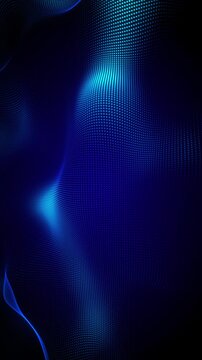 Abstract blue background vertical video. Blue digital dot wave with flowing data particles on dark background, clean tech motion in 4K 60fps seamless loop.