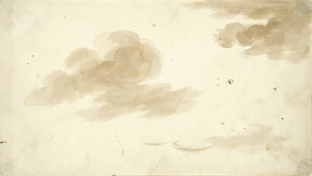 Watercolor clouds on beige background with soft brushstrokes