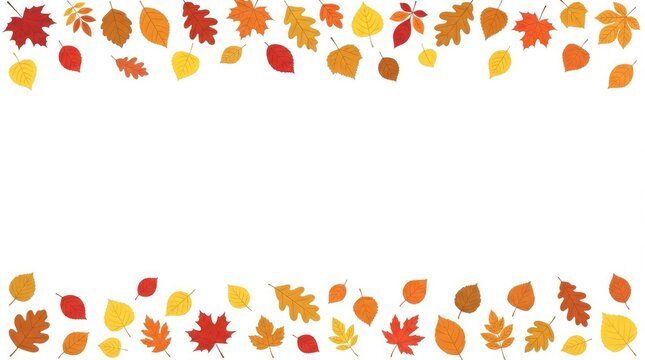 A festive thanksgiving border of colorful autumn leaves perfect for holiday greetings and decorations