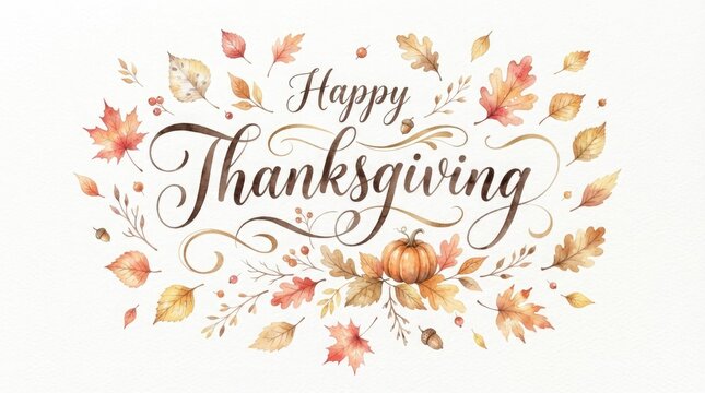 A beautiful thanksgiving illustration with floral elements and elegant calligraphy celebrating gratitude and togetherness