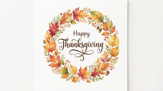 A beautiful watercolor wreath celebrates the spirit of thanksgiving and autumnal gratitude