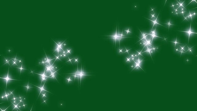 Star glitter line animation with glowing white particles twinkling magic dust, green screen fairy dust wand glitter stars trail transition cute animation, magic dust, pixie dust path particles. 4k