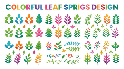 Obraz premium Colorful leaf sprigs vector design with transparent background