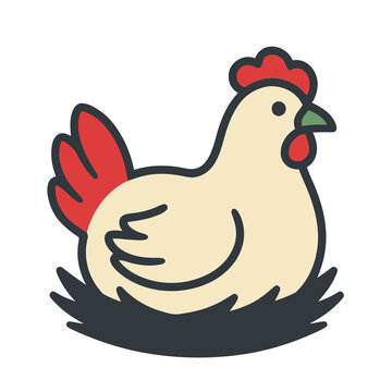 Cartoon chicken sitting in a nest