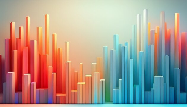 abstract gradient shapes arranged in descending columns on a light background